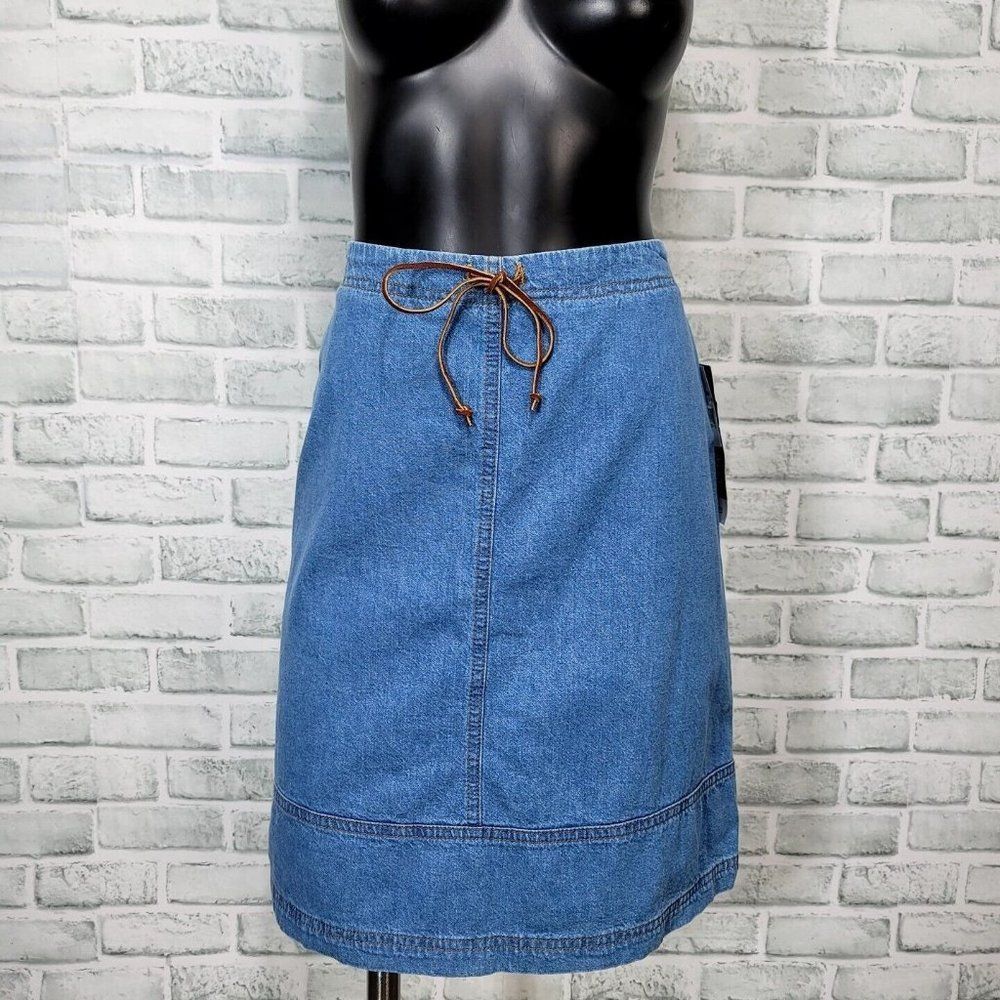 Vintage 90s Studio Petite 8 Boho Denim Aline Skirt Knee Length Denim Skirt